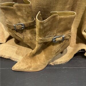 Marc Fisher Camel Suede Ankle Booties